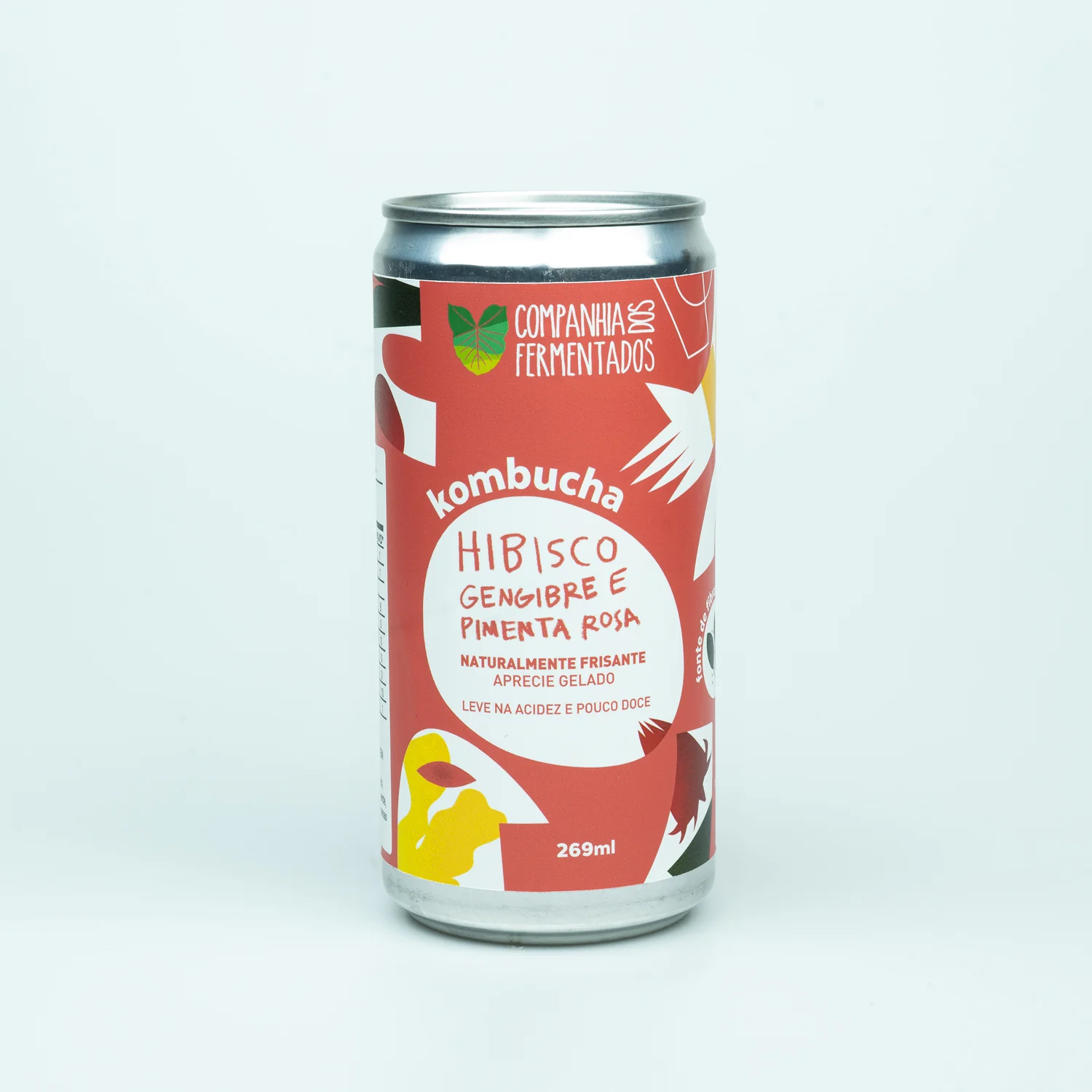 Kombucha de hibisco, gengibre, pimenta rosa